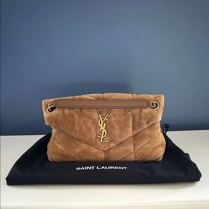 Saint Laurent Quilted Tan Handbag